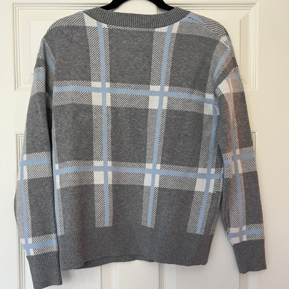 Max Studio Grey Plaid Sweater